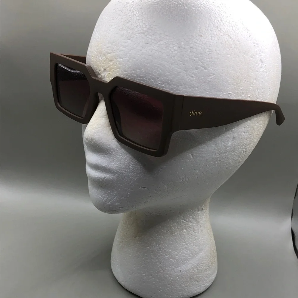 Dime Optics Sunset Sunglasse Square Gradeint Lens Sharp Cat Eye Frame Brown
